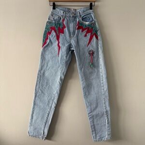 Vintage Retro Festival 90s Hipster Cowgirl Farm Tapered Jeans Juniors 5 Handmade